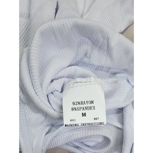 Bodysuit Racerback Sleeveless Tank White Ribbed Womens Medium New in Bag - Picture 3 of 6